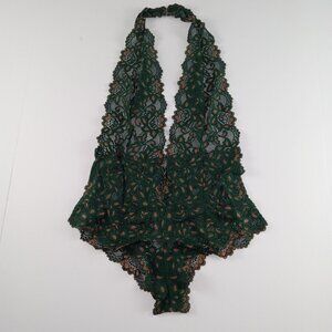 Frederick's Of Hollywood Women's Jessica Lace Teddy Size Medium Pine Toast